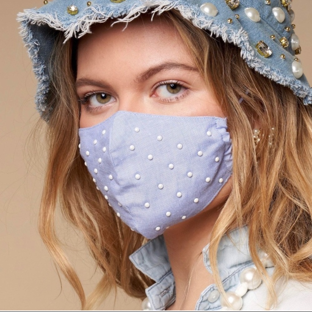 Lele Sadoughi pearl face mask